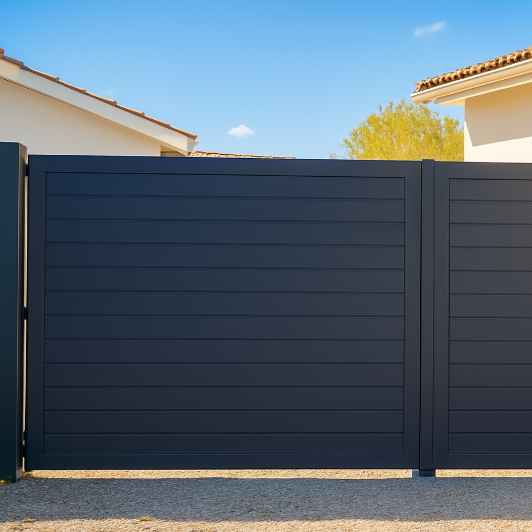 elevan puerta batiente doble aluminio gris antracita